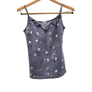 Y2K 00s Vtg Dainty Delicate Floral Ruffle Botanical Spring Layering Camisole S